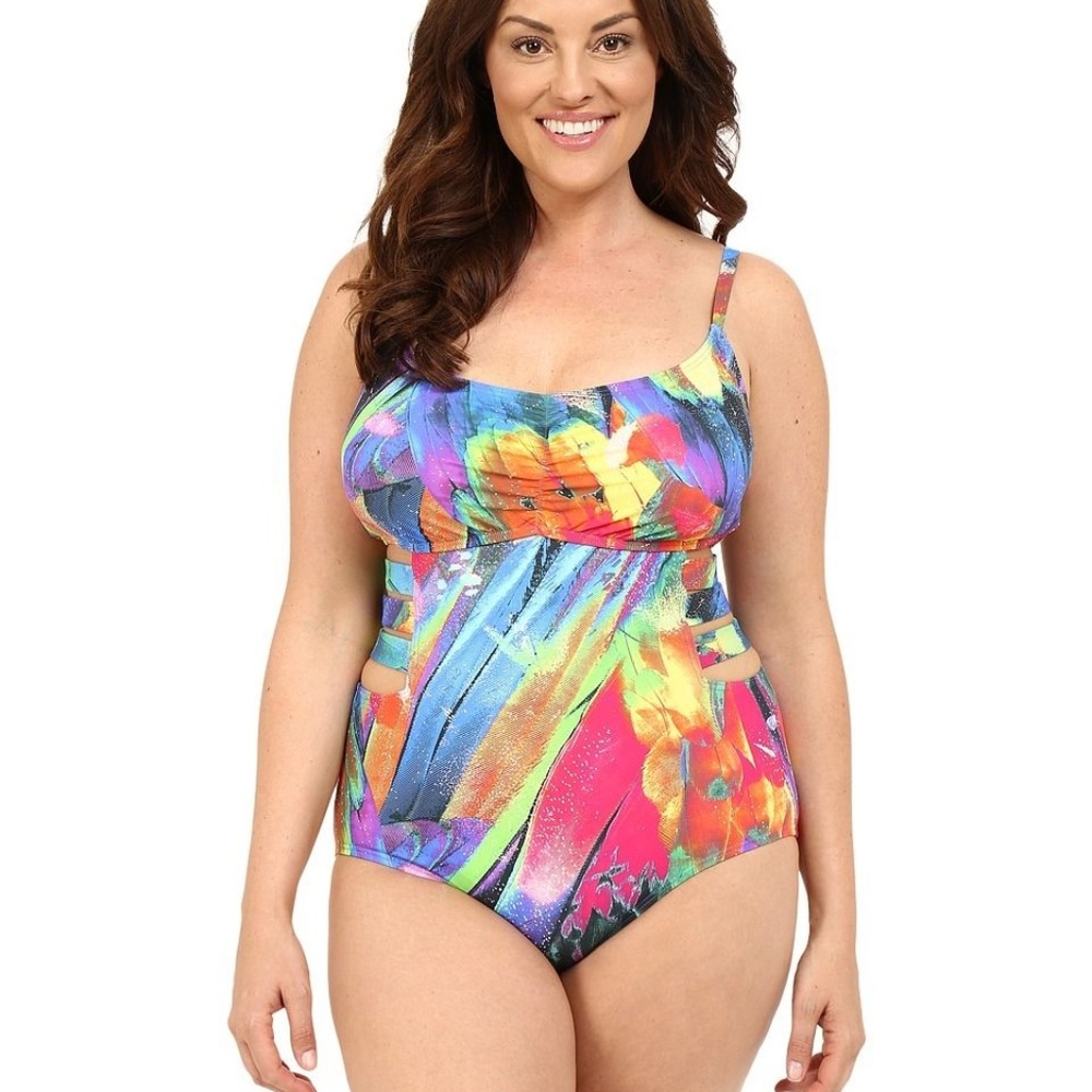 Feathering Colors Over the Shoulder Mio One-Piece
